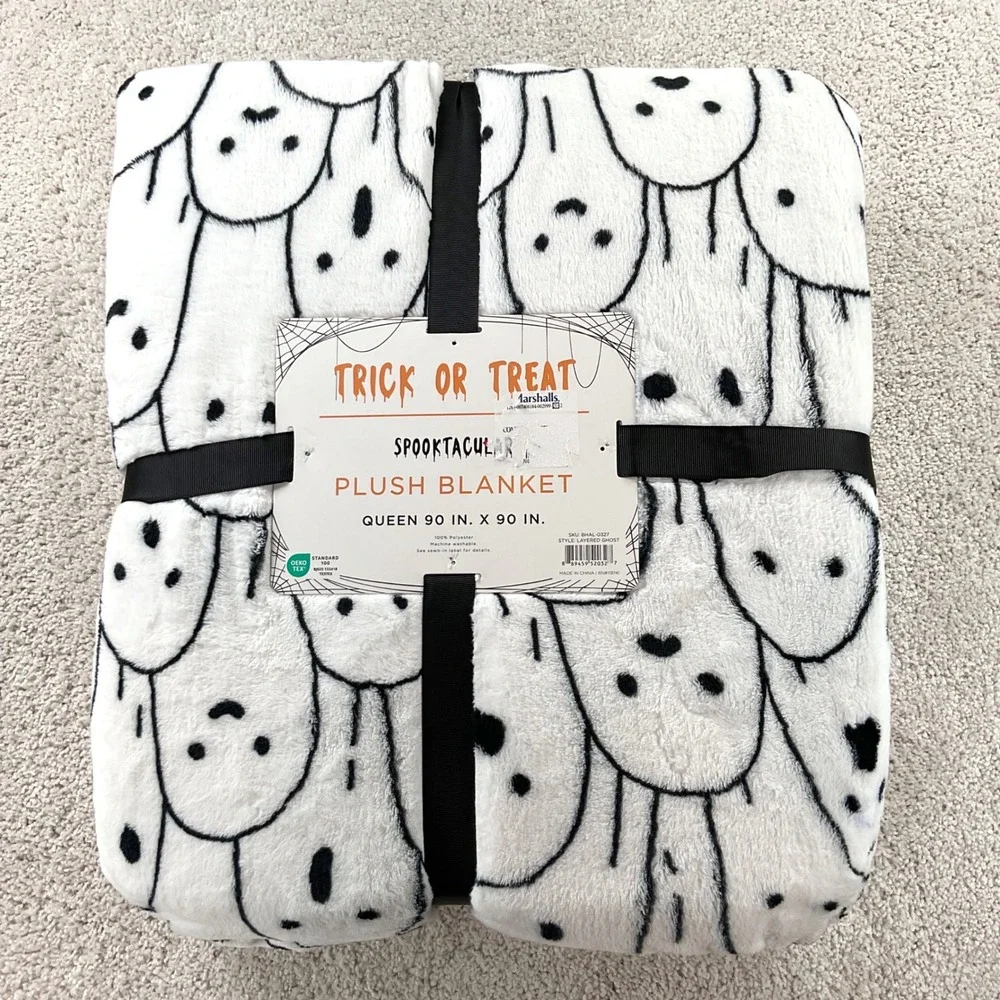 Trick or Treat Spooktacular Plush Blanket Queen 90x90 Halloween Ghost